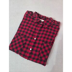 Croft & Barrow Men's XL Red Black Buffalo Plaid Flannel Shirt 100% Cotton